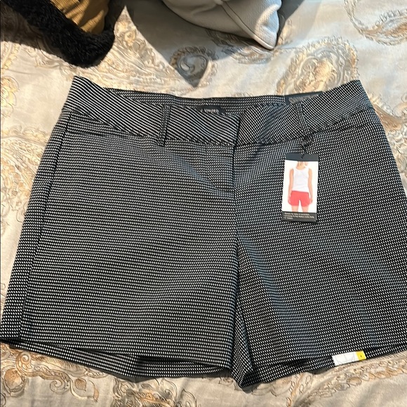 Women's Black and White Patterned Shorts - Picture 1 of 5